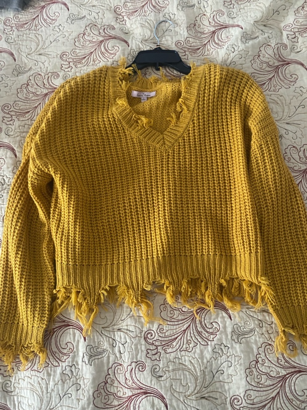 Distressed Chunky Knit Sweater - Mustard
